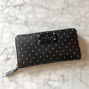 Kate Spade Black & White Polka-Dot Zipper Wallet